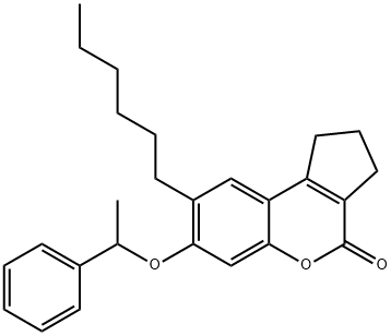 8-hexyl-7-(1-phenylethoxy)-2,3-dihydro-1H-cyclopenta[c]chromen-4-one,374707-43-4,结构式