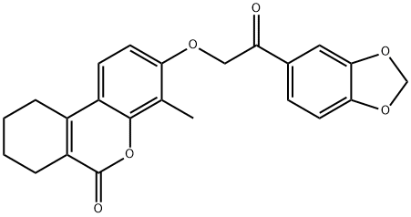 3-[2-(1,3-benzodioxol-5-yl)-2-oxoethoxy]-4-methyl-7,8,9,10-tetrahydrobenzo[c]chromen-6-one 结构式