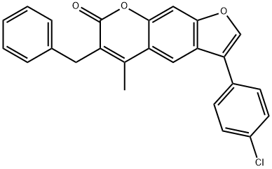 6-benzyl-3-(4-chlorophenyl)-5-methylfuro[3,2-g]chromen-7-one Structure
