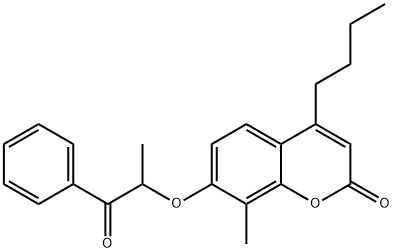 4-butyl-8-methyl-7-(1-oxo-1-phenylpropan-2-yl)oxychromen-2-one Struktur