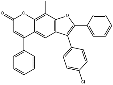 3-(4-chlorophenyl)-9-methyl-2,5-diphenylfuro[3,2-g]chromen-7-one 化学構造式