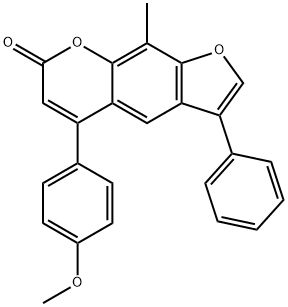 5-(4-methoxyphenyl)-9-methyl-3-phenylfuro[3,2-g]chromen-7-one 化学構造式