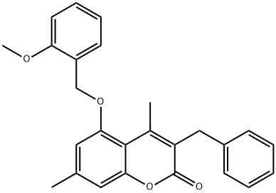 3-benzyl-5-[(2-methoxyphenyl)methoxy]-4,7-dimethylchromen-2-one Structure