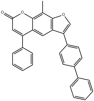 9-methyl-5-phenyl-3-(4-phenylphenyl)furo[3,2-g]chromen-7-one Structure