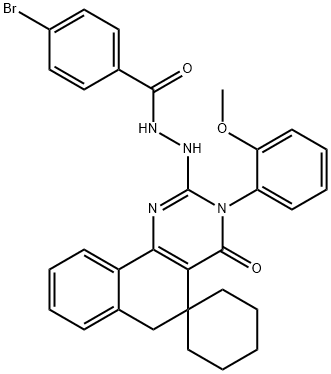 4-bromo-N'-[3-(2-methoxyphenyl)-4-oxospiro[6H-benzo[h]quinazoline-5,1'-cyclohexane]-2-yl]benzohydrazide,374914-67-7,结构式