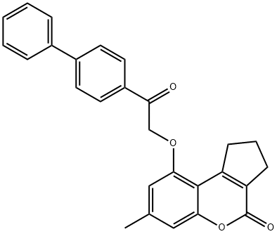 7-methyl-9-[2-oxo-2-(4-phenylphenyl)ethoxy]-2,3-dihydro-1H-cyclopenta[c]chromen-4-one Structure