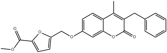 methyl 5-[(3-benzyl-4-methyl-2-oxochromen-7-yl)oxymethyl]furan-2-carboxylate Struktur