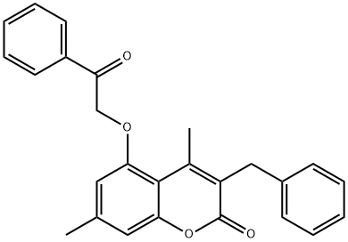 3-benzyl-4,7-dimethyl-5-phenacyloxychromen-2-one 结构式