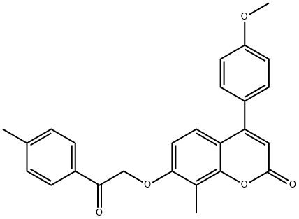 4-(4-methoxyphenyl)-8-methyl-7-[2-(4-methylphenyl)-2-oxoethoxy]chromen-2-one Structure