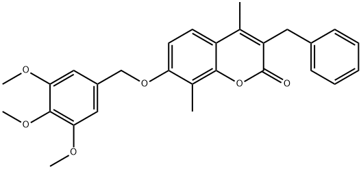 3-benzyl-4,8-dimethyl-7-[(3,4,5-trimethoxyphenyl)methoxy]chromen-2-one,376385-08-9,结构式