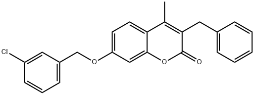 3-benzyl-7-[(3-chlorophenyl)methoxy]-4-methylchromen-2-one 化学構造式