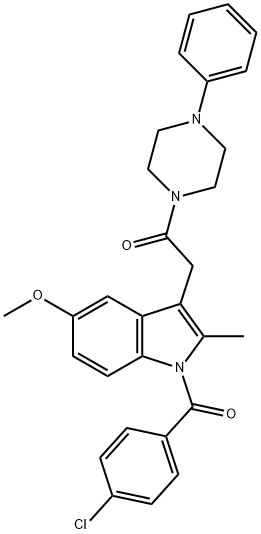 2-[1-(4-chlorobenzoyl)-5-methoxy-2-methylindol-3-yl]-1-(4-phenylpiperazin-1-yl)ethanone Struktur