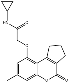 N-cyclopropyl-2-[(7-methyl-4-oxo-2,3-dihydro-1H-cyclopenta[c]chromen-9-yl)oxy]acetamide Structure