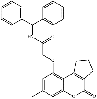 N-benzhydryl-2-[(7-methyl-4-oxo-2,3-dihydro-1H-cyclopenta[c]chromen-9-yl)oxy]acetamide Structure