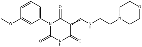 (5Z)-1-(3-methoxyphenyl)-5-[(2-morpholin-4-ylethylamino)methylidene]-1,3-diazinane-2,4,6-trione 结构式