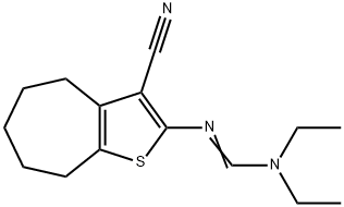 N'-(3-cyano-5,6,7,8-tetrahydro-4H-cyclohepta[b]thiophen-2-yl)-N,N-diethylmethanimidamide 结构式