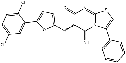 (6E)-6-[[5-(2,5-dichlorophenyl)furan-2-yl]methylidene]-5-imino-3-phenyl-[1,3]thiazolo[3,2-a]pyrimidin-7-one 结构式