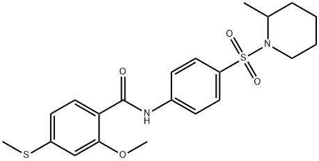 2-methoxy-N-[4-(2-methylpiperidin-1-yl)sulfonylphenyl]-4-methylsulfanylbenzamide 结构式