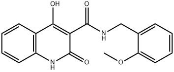 4-hydroxy-N-[(2-methoxyphenyl)methyl]-2-oxo-1H-quinoline-3-carboxamide 化学構造式