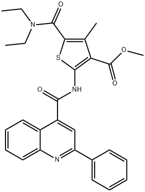 methyl 5-(diethylcarbamoyl)-4-methyl-2-[(2-phenylquinoline-4-carbonyl)amino]thiophene-3-carboxylate Structure