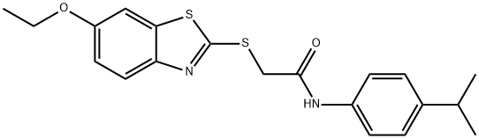 2-[(6-ethoxy-1,3-benzothiazol-2-yl)sulfanyl]-N-(4-propan-2-ylphenyl)acetamide 结构式
