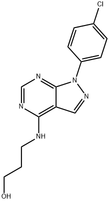 3-[[1-(4-chlorophenyl)pyrazolo[3,4-d]pyrimidin-4-yl]amino]propan-1-ol 结构式