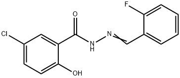 5-chloro-N-[(E)-(2-fluorophenyl)methylideneamino]-2-hydroxybenzamide Struktur