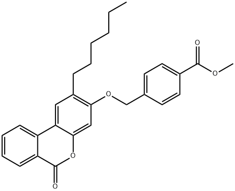 methyl 4-[(2-hexyl-6-oxobenzo[c]chromen-3-yl)oxymethyl]benzoate 结构式