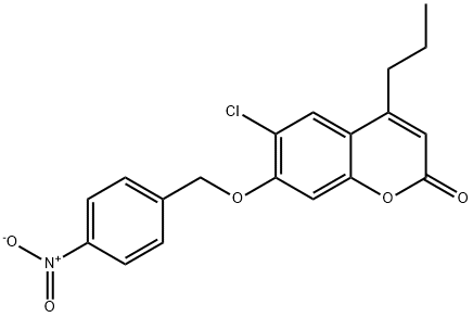 6-chloro-7-[(4-nitrophenyl)methoxy]-4-propylchromen-2-one Struktur