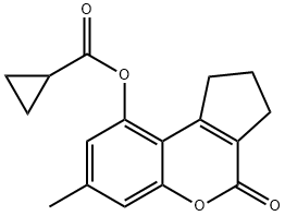 (7-methyl-4-oxo-2,3-dihydro-1H-cyclopenta[c]chromen-9-yl) cyclopropanecarboxylate 化学構造式