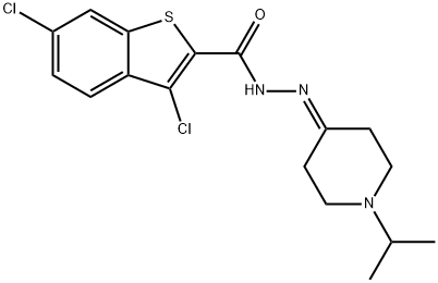 3,6-dichloro-N-[(1-propan-2-ylpiperidin-4-ylidene)amino]-1-benzothiophene-2-carboxamide Structure