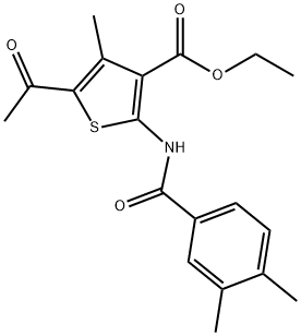 ethyl 5-acetyl-2-[(3,4-dimethylbenzoyl)amino]-4-methylthiophene-3-carboxylate Struktur