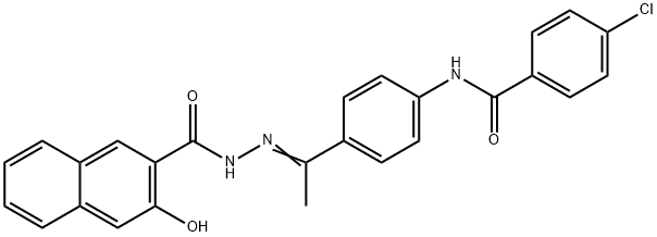 N-[(Z)-1-[4-[(4-chlorobenzoyl)amino]phenyl]ethylideneamino]-3-hydroxynaphthalene-2-carboxamide Structure