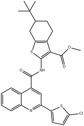 methyl 6-tert-butyl-2-[[2-(5-chlorothiophen-2-yl)quinoline-4-carbonyl]amino]-4,5,6,7-tetrahydro-1-benzothiophene-3-carboxylate Structure