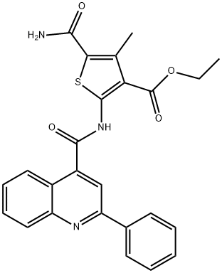 ethyl 5-carbamoyl-4-methyl-2-[(2-phenylquinoline-4-carbonyl)amino]thiophene-3-carboxylate Structure