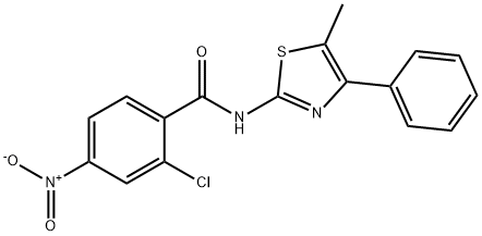 2-chloro-N-(5-methyl-4-phenyl-1,3-thiazol-2-yl)-4-nitrobenzamide 化学構造式