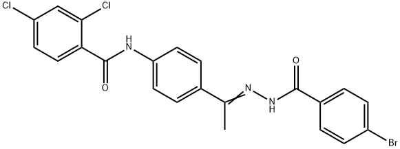N-[4-[(Z)-N-[(4-bromobenzoyl)amino]-C-methylcarbonimidoyl]phenyl]-2,4-dichlorobenzamide Struktur