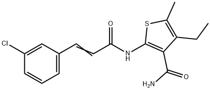 2-[[(E)-3-(3-chlorophenyl)prop-2-enoyl]amino]-4-ethyl-5-methylthiophene-3-carboxamide Structure