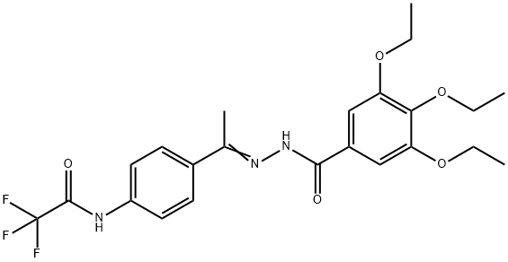 3,4,5-triethoxy-N-[(Z)-1-[4-[(2,2,2-trifluoroacetyl)amino]phenyl]ethylideneamino]benzamide Struktur