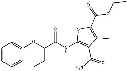 ethyl 4-carbamoyl-3-methyl-5-(2-phenoxybutanoylamino)thiophene-2-carboxylate,420094-89-9,结构式