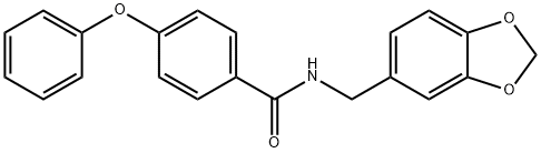 N-(1,3-benzodioxol-5-ylmethyl)-4-phenoxybenzamide 化学構造式