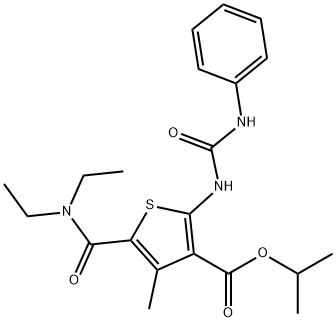 propan-2-yl 5-(diethylcarbamoyl)-4-methyl-2-(phenylcarbamoylamino)thiophene-3-carboxylate Structure