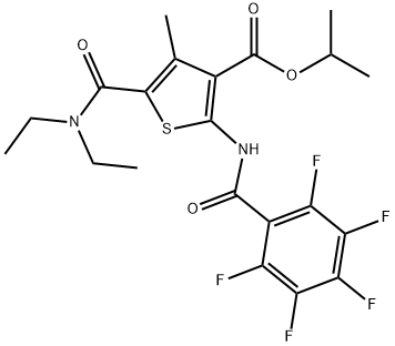 propan-2-yl 5-(diethylcarbamoyl)-4-methyl-2-[(2,3,4,5,6-pentafluorobenzoyl)amino]thiophene-3-carboxylate 化学構造式