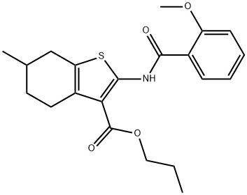 propyl 2-[(2-methoxybenzoyl)amino]-6-methyl-4,5,6,7-tetrahydro-1-benzothiophene-3-carboxylate Struktur