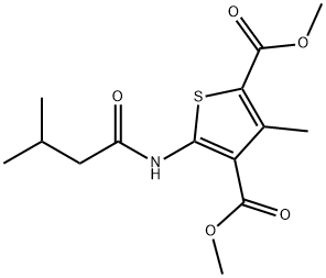 dimethyl 3-methyl-5-(3-methylbutanoylamino)thiophene-2,4-dicarboxylate Struktur