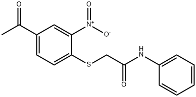 2-(4-acetyl-2-nitrophenyl)sulfanyl-N-phenylacetamide Struktur