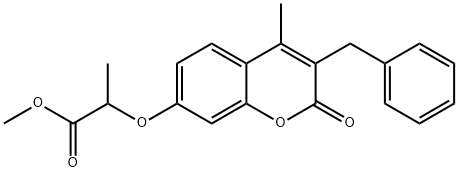 methyl 2-(3-benzyl-4-methyl-2-oxochromen-7-yl)oxypropanoate 化学構造式