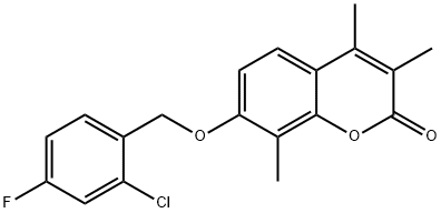 7-[(2-chloro-4-fluorophenyl)methoxy]-3,4,8-trimethylchromen-2-one Structure