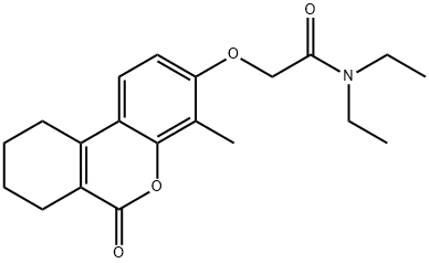 N,N-diethyl-2-[(4-methyl-6-oxo-7,8,9,10-tetrahydrobenzo[c]chromen-3-yl)oxy]acetamide 化学構造式