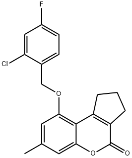 9-[(2-chloro-4-fluorophenyl)methoxy]-7-methyl-2,3-dihydro-1H-cyclopenta[c]chromen-4-one Structure